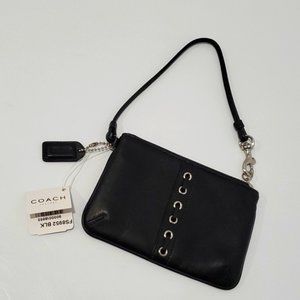 Coach Black Leather Wristlet NWT